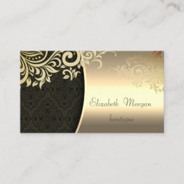 Elegant Stylish Damask  Gold Floral Business Card