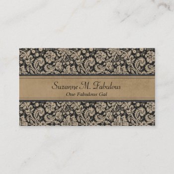 Elegant Stylish Damask In Dark Cream And Black Business Card by MarceeJean at Zazzle
