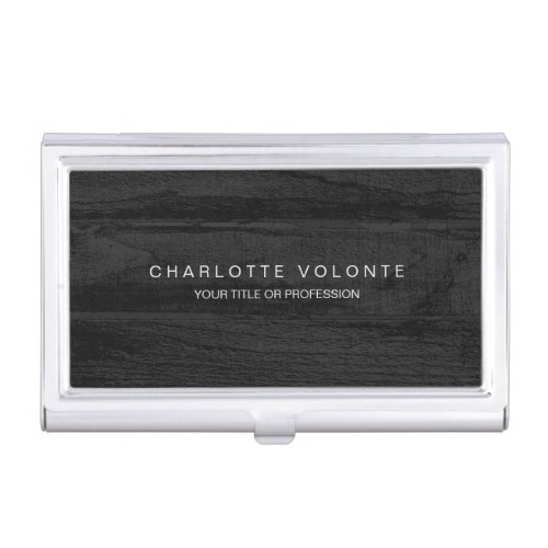 Elegant Stylish Dark Gray Wood Professional Art Business Card Case