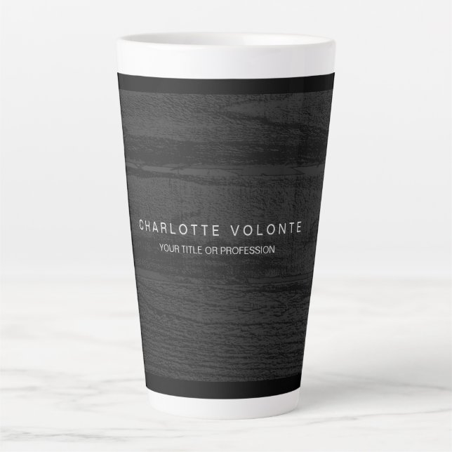 Elegant Stylish Dark Gray Wood Professional Art Latte Mug (Front)