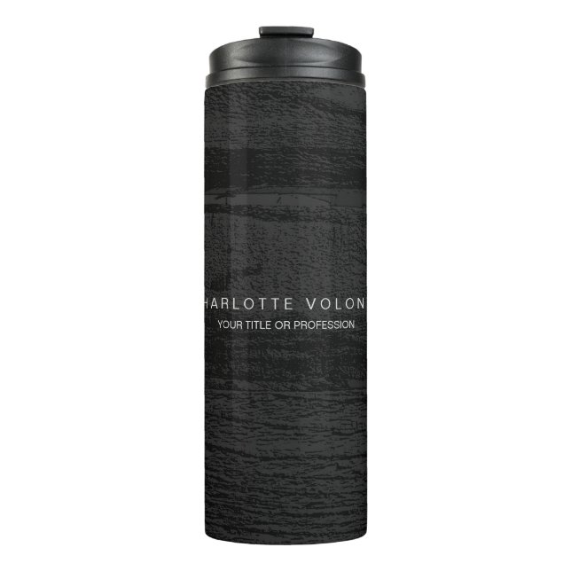 Elegant Stylish Dark Gray Wood Professional Art Thermal Tumbler (Front)