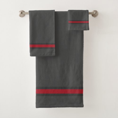 Elegant Stylish Dark Grey Designer Stripe Luxury Bath Towel Set