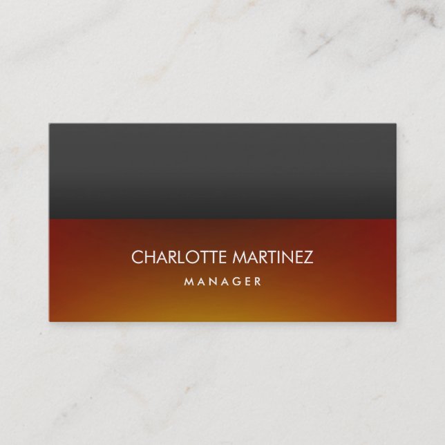 Elegant Stylish Dark Orange Gray Professional Business Card (Front)