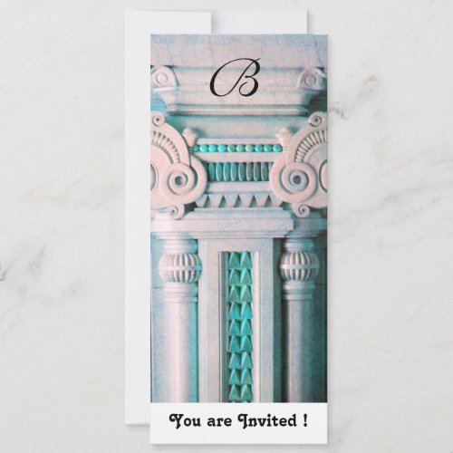 ELEGANT STYLISH DECOR aquablue greenpink white Invitation