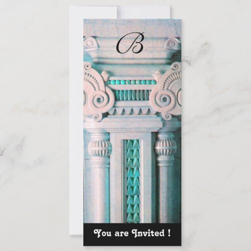 ELEGANT STYLISH DECOR aqua blue green white black Invitation