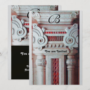 ELEGANT STYLISH DECOR red white black silver metal Invitation