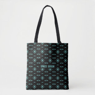 Elegant Stylish Diamond Pattern in Black & Teal Tote Bag