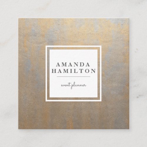 Elegant Stylish Distressed gray gold professional Square Business Card