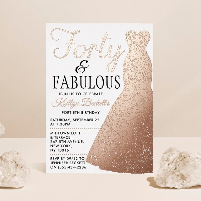 Elegant Stylish Dress | Forty & Fabulous Birthday Foil Invitation (Creator Uploaded)