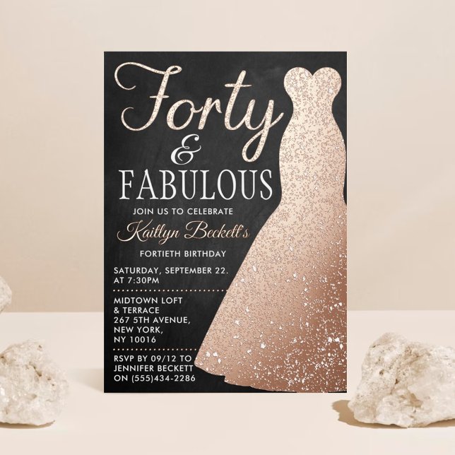 Elegant Stylish Dress | Forty & Fabulous Birthday Foil Invitation (Creator Uploaded)