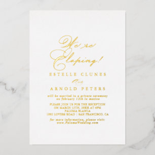 Elegant Stylish Elopement Reception Gold Foil Invitation