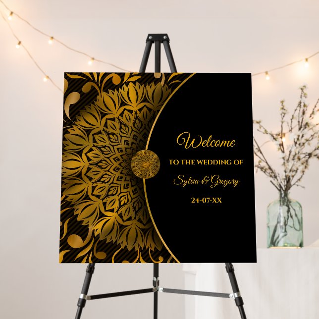 Elegant stylish ethnic mandala black ornate foam board (In Situ (Stand))