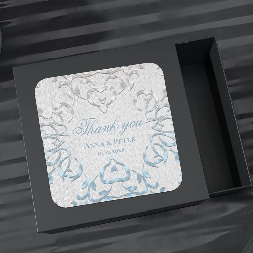 Elegant Stylish Fancy Vintage Thank You Wedding  Square Sticker