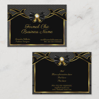 Elegant Stylish Fashion Bow-tie Gold Black Spots Business Card