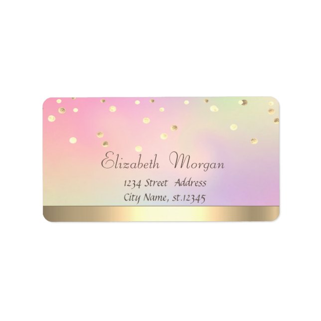 Elegant  Stylish Faux Gold Foil Confetti Label (Front)