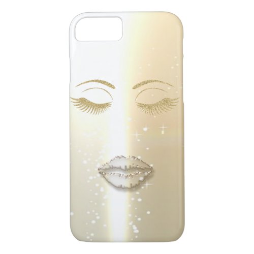 Elegant  Stylish  Faux Gold Glittery LashesLips iPhone 87 Case