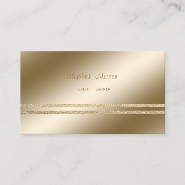 Elegant Stylish,Faux Gold Glittery Striped Business Card (Front)