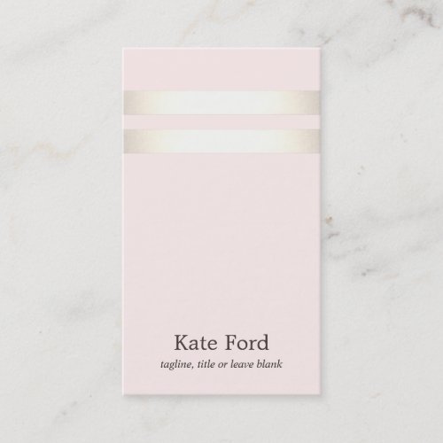 Elegant Stylish Faux Gold Striped Light Pink Business Card