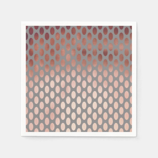 elegant stylish faux rose gold polka dots pattern paper napkins (Front)