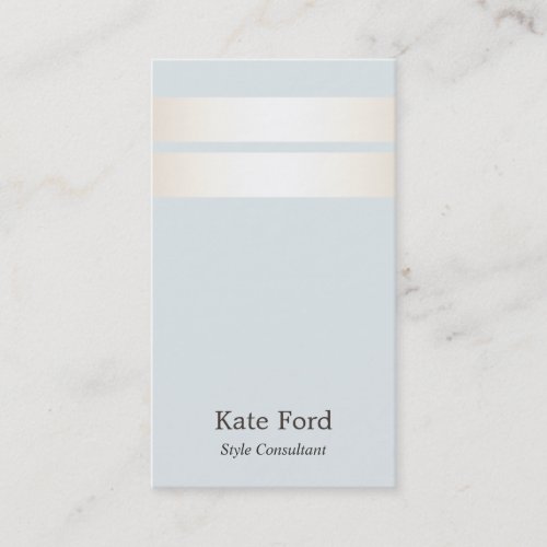 Elegant Stylish Faux Satin Gold Striped Light Blue Business Card