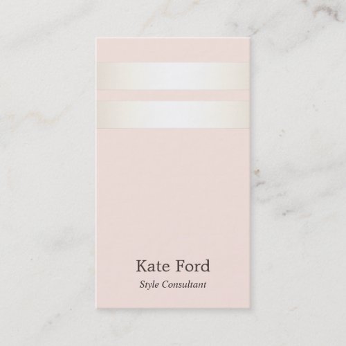 Elegant Stylish Faux Satin Gold Striped Light Pink Business Card