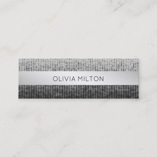 Elegant Stylish Faux Silver Stripe Event Planner Mini Business Card (Front)