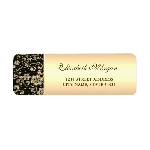 Elegant Stylish Festive Gold Flowers Black Label