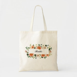 Elegant Stylish Floral Bride Orange Roses Tote Bag