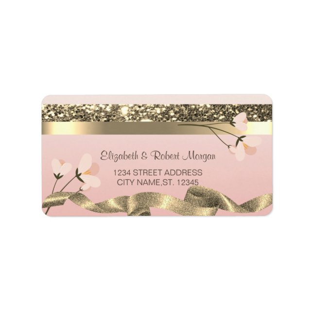 Elegant Stylish  Floral Wedding Label (Front)