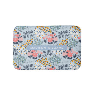 Elegant Stylish Flowers Minimalist Bath Mat