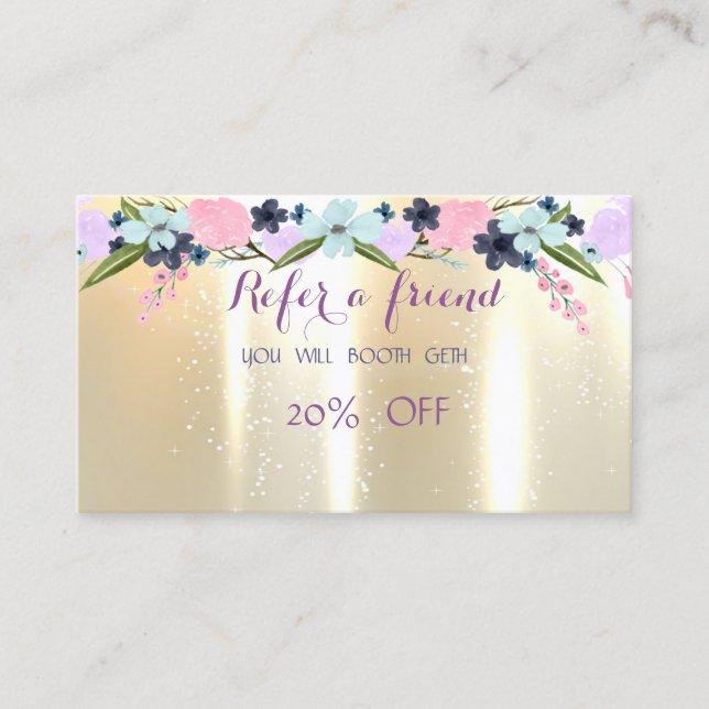 Elegant Stylish ,Flowers  Referral Card (Front)