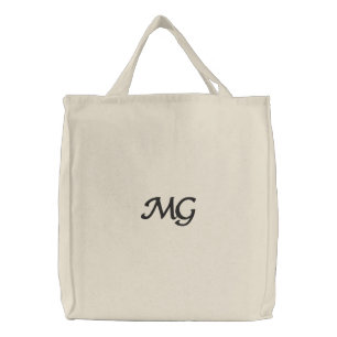 Elegant Stylish Font Custom Monogram Embroidered Tote Bag