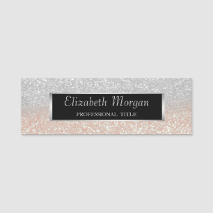 Elegant Stylish, Frame, Glitter Bokeh Name Tag
