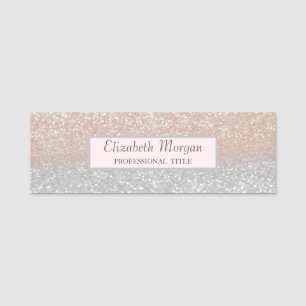 Elegant Stylish, Frame, Glitter Bokeh Ombre Name Tag
