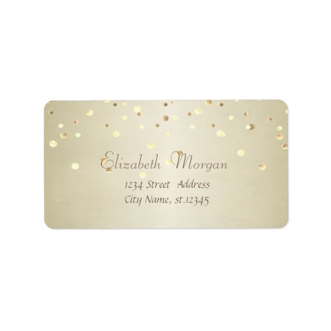 Elegant  Stylish ,Fux Gold Foil Confetti Label (Front)