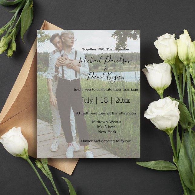 elegant stylish gay wedding  photo invitation (Creator Uploaded)
