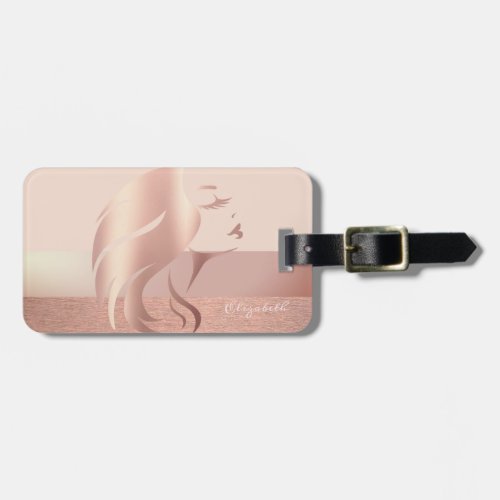 Elegant Stylish Girl Face Silhouette Luggage Tag