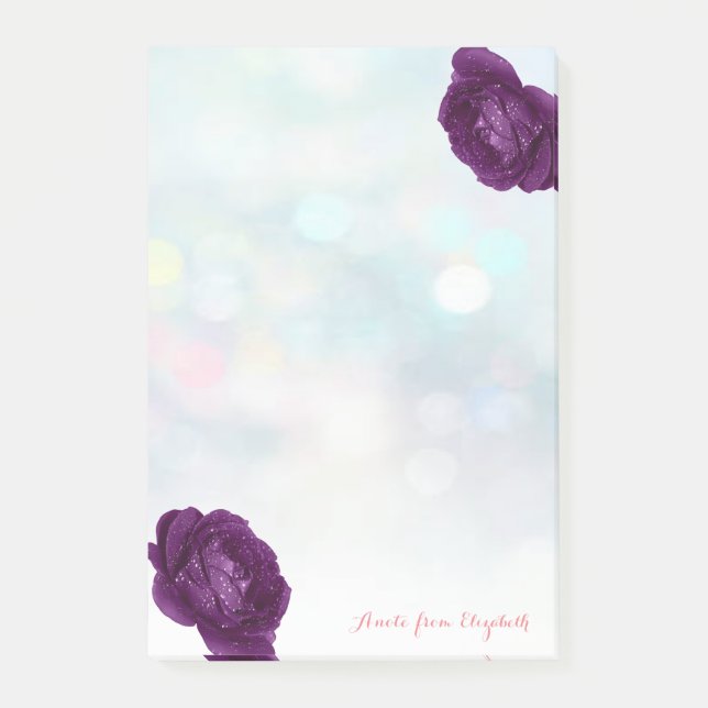 Elegant  Stylish Girly ,Bokeh ,Roses Post-it Notes (Front)