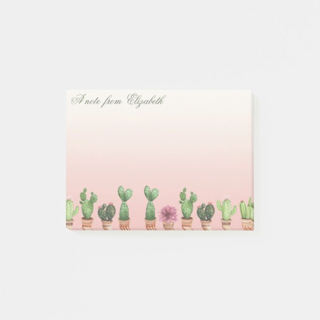 Elegant Stylish Girly Cactus Post-it Notes (Front)