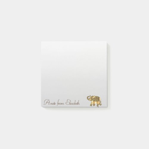 Elegant Stylish GirlyGold Paisley Elephant Post_it Notes