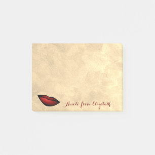Elegant Stylish Girly ,Gold, Red Lips Post-it Notes