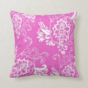 Elegant, stylish. girly lucky pink floral throw pillow