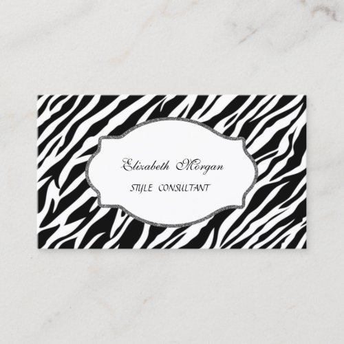 Elegant Stylish  Girly  Professional Zebra Print Business Card
