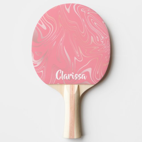 Elegant stylish girly rose gold marble look pink Ping_Pong paddle