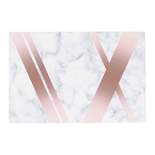 Elegant stylish girly rose gold white marble placemat