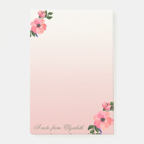 Elegant Stylish Girly  Watercolor  Flowers Post_it Notes