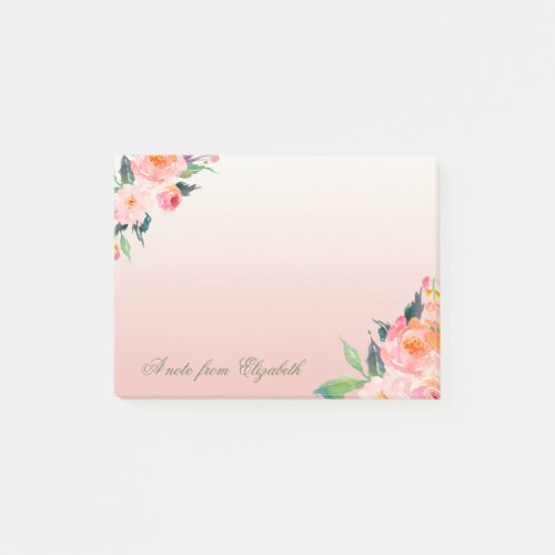 Elegant Stylish Girly  Watercolor  Flowers Post_it Notes