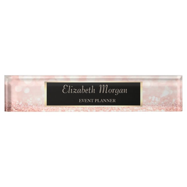 Elegant Stylish Glitter Bokeh, Frame Desk Name Plate (Front)
