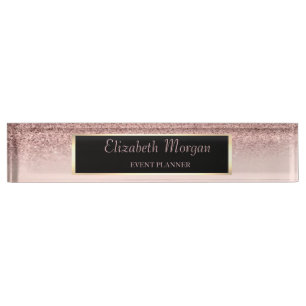 Elegant Stylish Glitter Bokeh Ombre , Frame Desk Name Plate