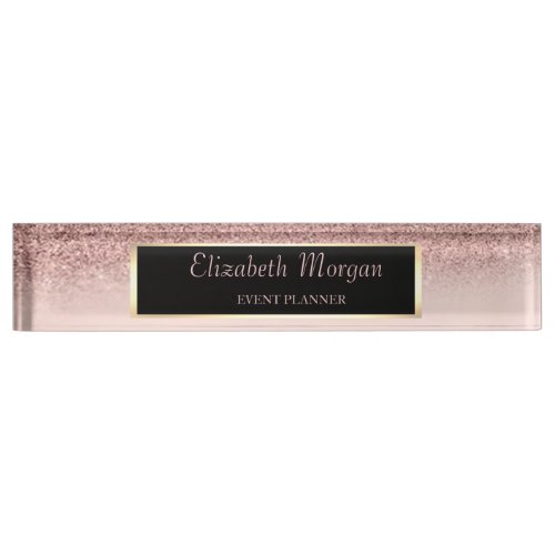 Elegant Stylish Glitter Bokeh Ombre  Frame Desk Name Plate